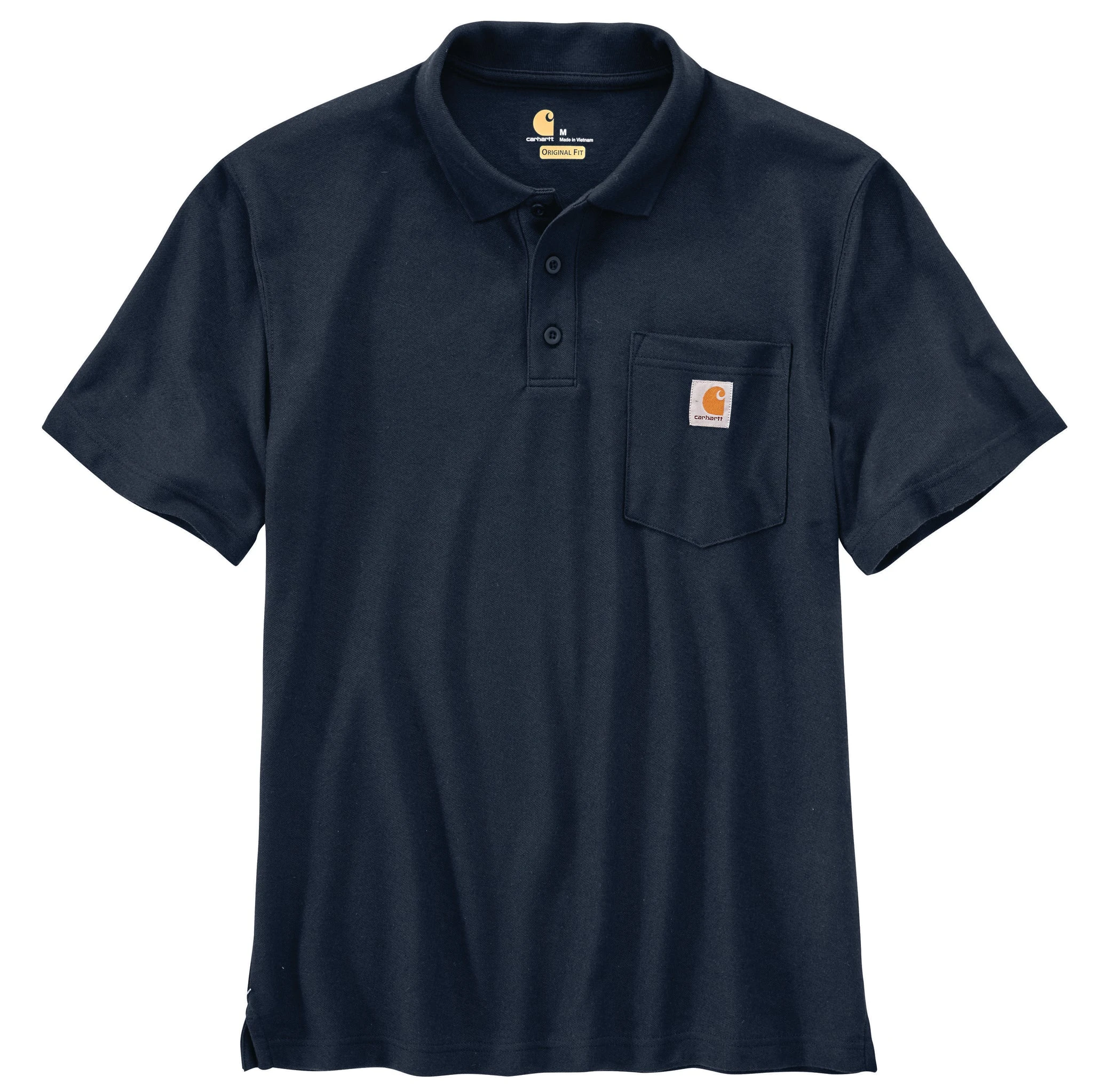 'Carhartt' Men's Loose Fit Midweight Short Sleeve Contractor Pocket Polo - Navy 3 'Carhartt' Men's Loose Fit Midweight Short Sleeve Contractor Pocket Polo - Navy