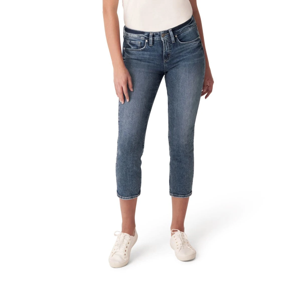 Silver Jeans Co. 'Silver Jeans' Women's Suki Mid Rise Straight Capri - Dark Indigo 3 Silver Jeans Co. 'Silver Jeans' Women's Suki Mid Rise Straight Capri - Dark Indigo