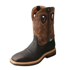 Twisted X Boots 'Twisted X' Men's 12" Lite Western Work EH WP Steel Toe - Black / Brown