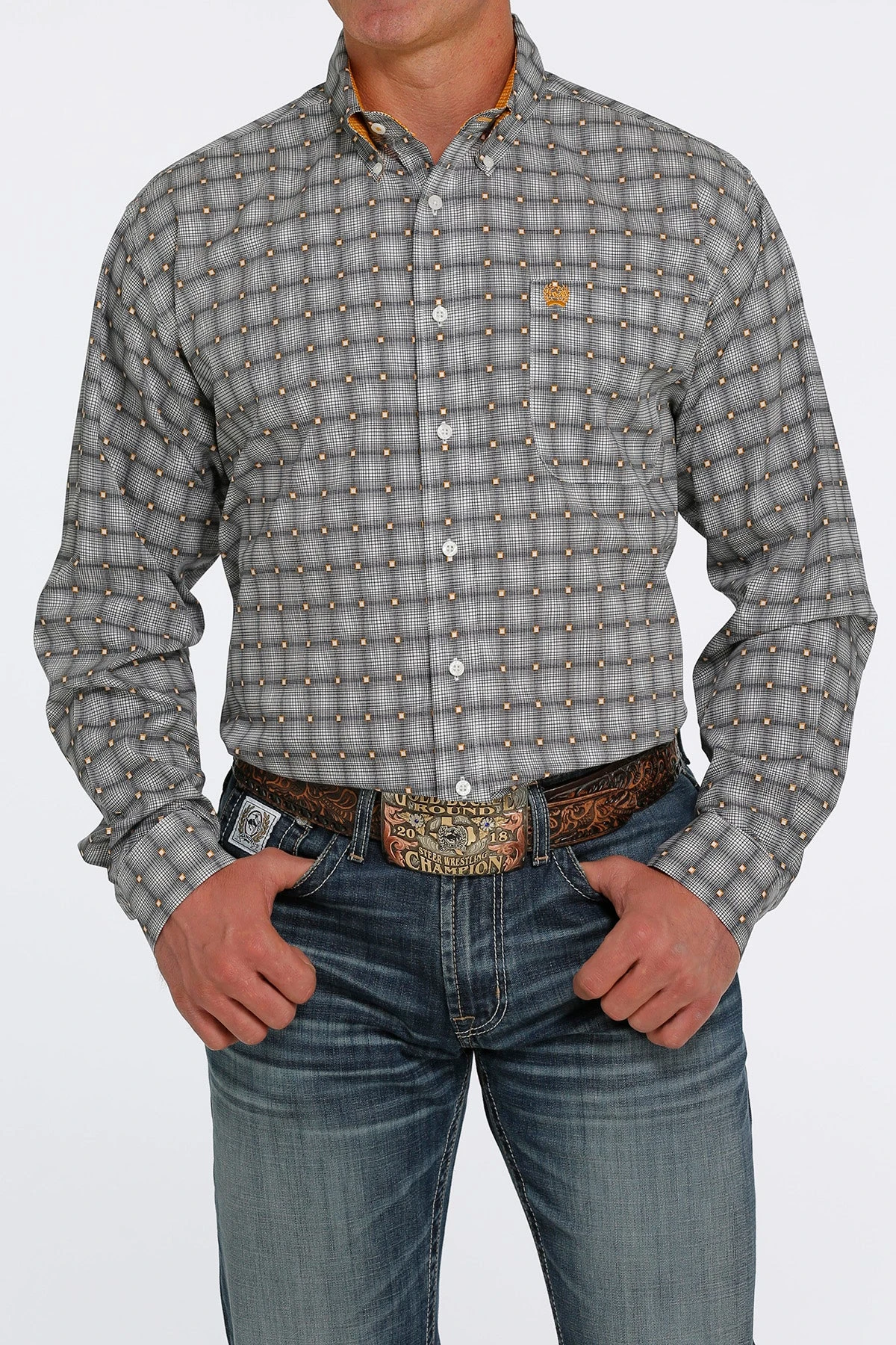 'Cinch' Men's Geo Print Classic Fit Button Down - Cream 3 'Cinch' Men's Geo Print Classic Fit Button Down - Cream