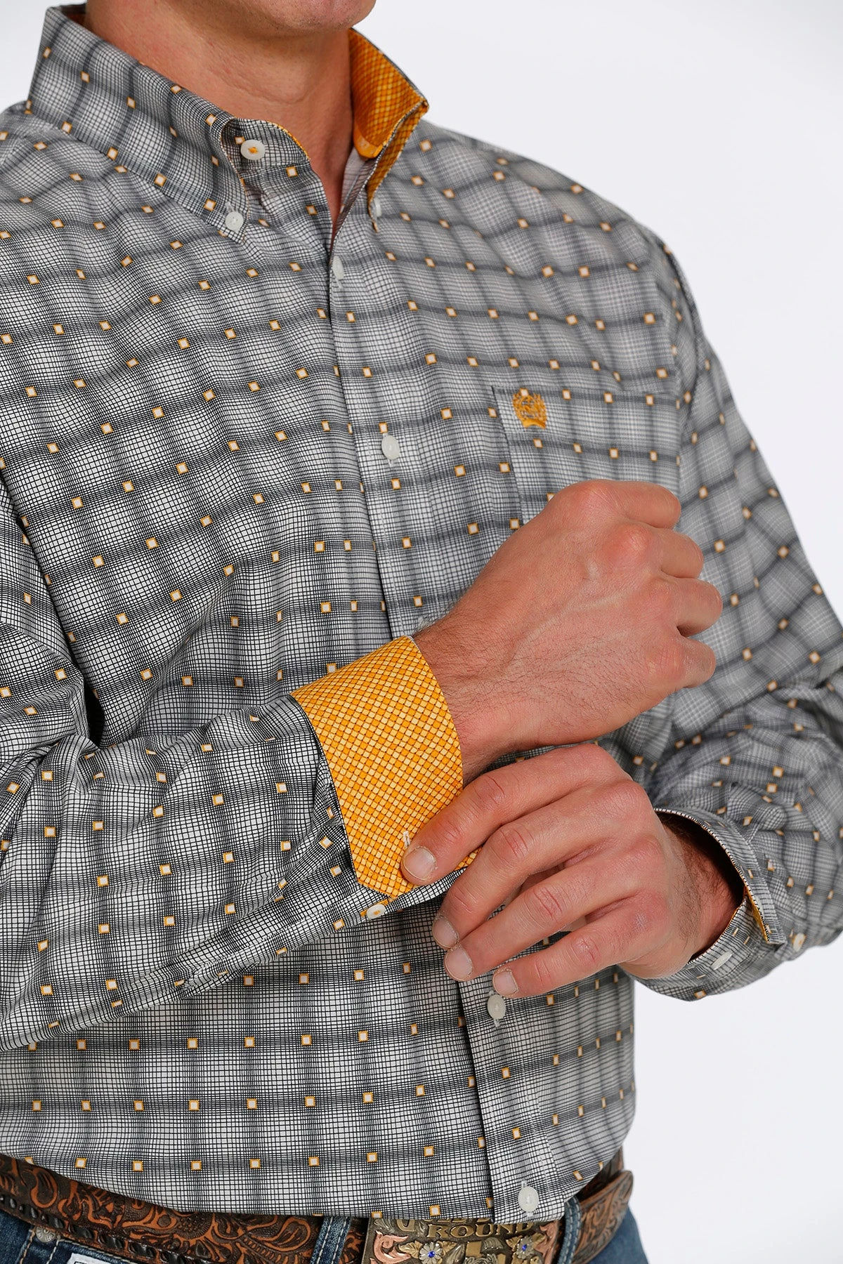 'Cinch' Men's Geo Print Classic Fit Button Down - Cream 4 'Cinch' Men's Geo Print Classic Fit Button Down - Cream - Image 2