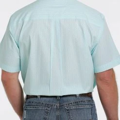 'Cinch' Men's Geometric Print Short Sleeve Button Down - Light Blue -cowboy shop MTW1111397 3 1024x1024@2x
