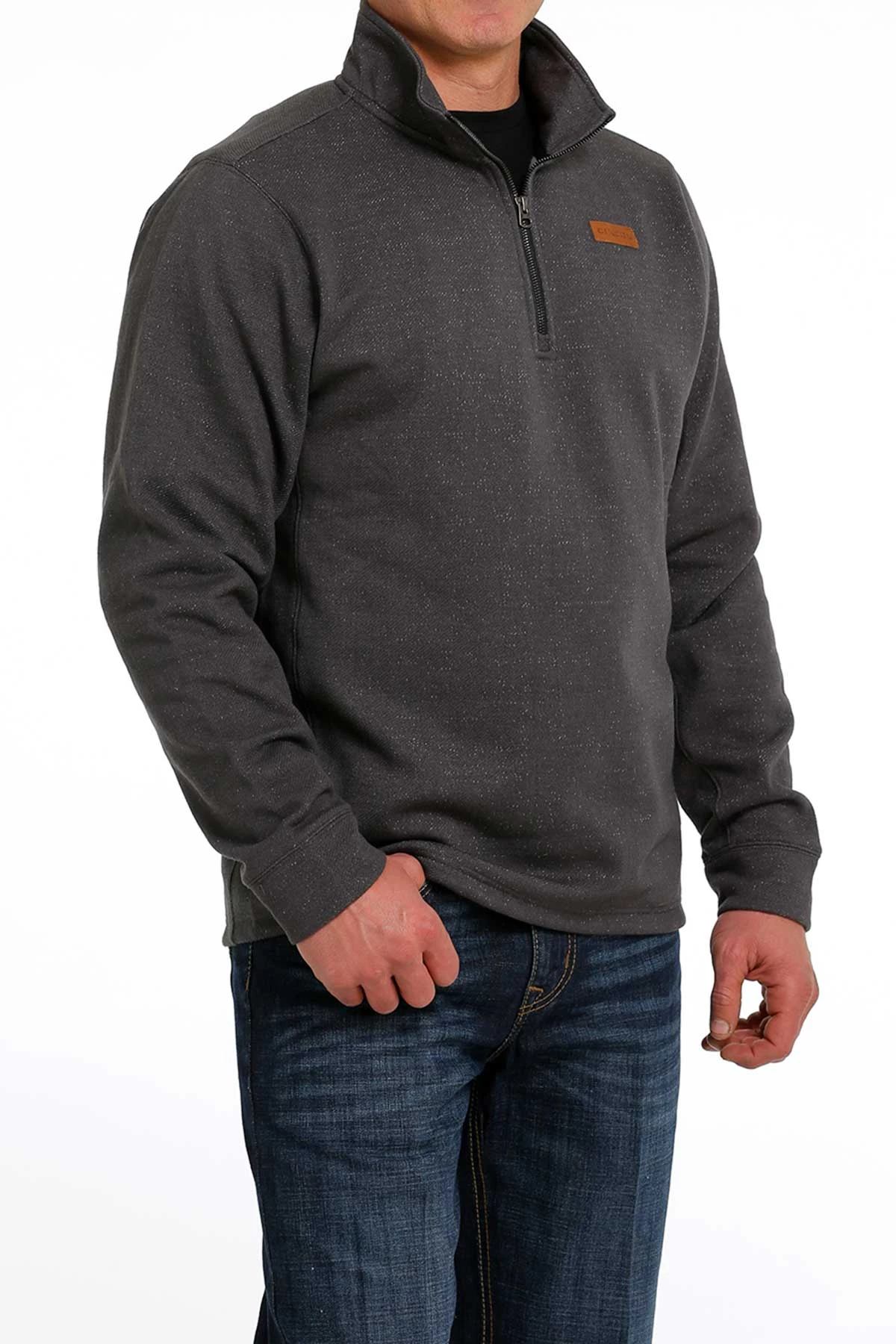 'Cinch' Men's 1/4 Zip Pullover Knit Sweater - Charcoal 3 'Cinch' Men's 1/4 Zip Pullover Knit Sweater - Charcoal
