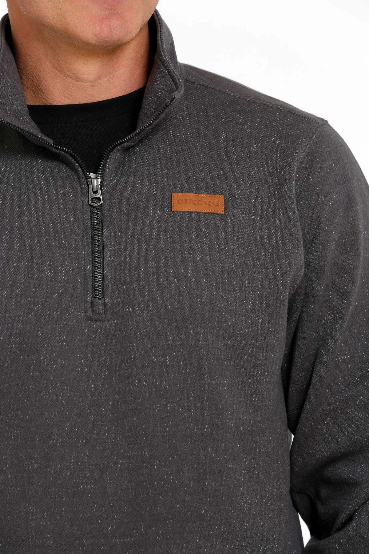 'Cinch' Men's 1/4 Zip Pullover Knit Sweater - Charcoal 4 'Cinch' Men's 1/4 Zip Pullover Knit Sweater - Charcoal - Image 2