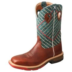 Twisted X Boots 'Twisted X' Men's 13" Cellstretch Work EH Alloy Toe - Cognac / Dark Green