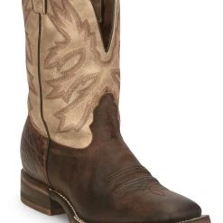 'Nocona' Men's 11" Henry Western Square Toe - Antiqued Brown Cowhide / Vintage Stone -cowboy shop NCA 001 HR5570 1024x1024@2x