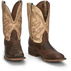 'Nocona' Men's 11" Henry Western Square Toe - Antiqued Brown Cowhide / Vintage Stone -cowboy shop NCA 002 HR5570 1024x1024@2x