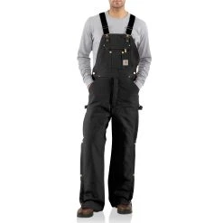 'Carhartt' Men's Loose Fit Quilt Lined Duck Zip-to-Thigh Bob Overall - Black