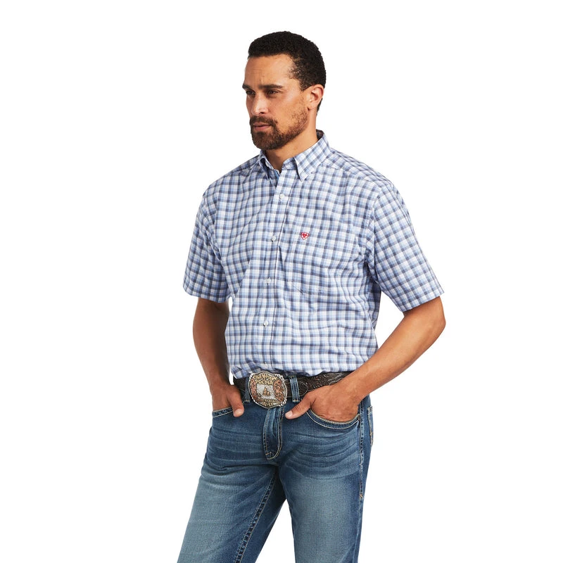 'Ariat' Men's Pro™ Fred Classic Fit Button Down - White / Blue 3 'Ariat' Men's Pro™ Fred Classic Fit Button Down - White / Blue