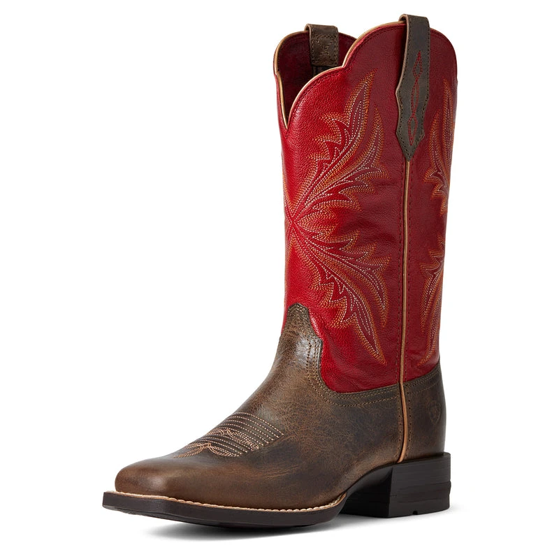'Ariat' Women's West Bound Square Toe - Sable / Red 5 'Ariat' Women's West Bound Square Toe - Sable / Red - Image 4