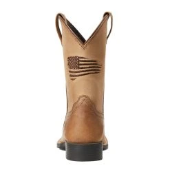 'Ariat' Youth Patriot 2.0 Square Toe - Homestead Brown -cowboy shop S22 YTH WEST 10039909 heel 1024x1024@2x