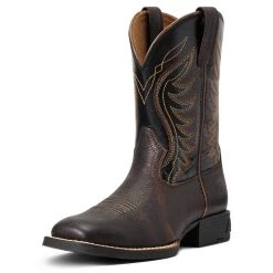 'Ariat' Youth Amos Square Toe - Red-Brown / Black -cowboy shop S22 YTH WEST 10040333 3 4 front 1024x1024@2x