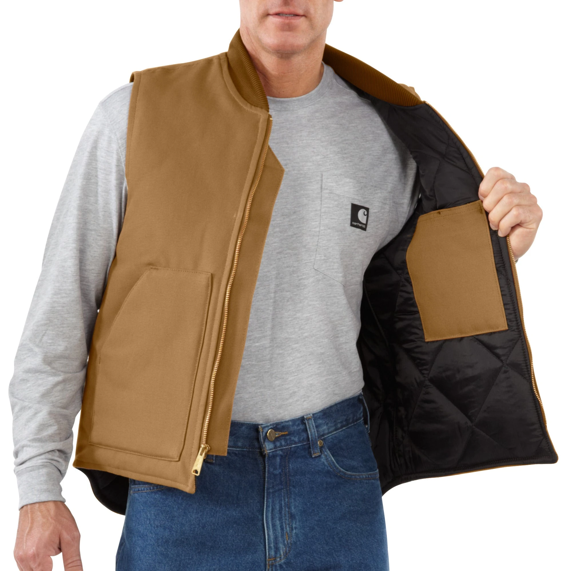 'Carhartt' Men's Duck Vest Arctic Quilt Lined - Carhartt Brown 4 'Carhartt' Men's Duck Vest Arctic Quilt Lined - Carhartt Brown - Image 2