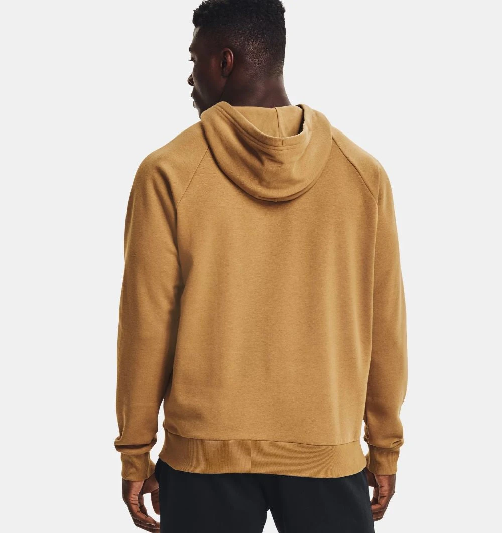 'Under Armour' Men's Rival Fleece Big Logo Hoodie - Antique Ochre / Omega Orange 4 'Under Armour' Men's Rival Fleece Big Logo Hoodie - Antique Ochre / Omega Orange - Image 2