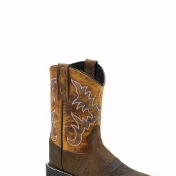 'Old West' Children's Western Square Toe - Brown / Tan
