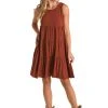 'Panhandle Slim' Women's Tiered Tank Knit Dress - Rust -cowboy shop WLWRD0R1GC A 1024x1024@2x