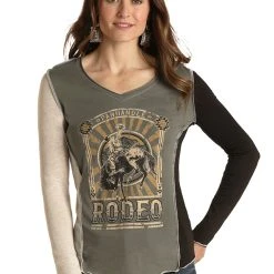 'Panhandle Slim' Women's Princess Seam Rodeo Tee - Olive