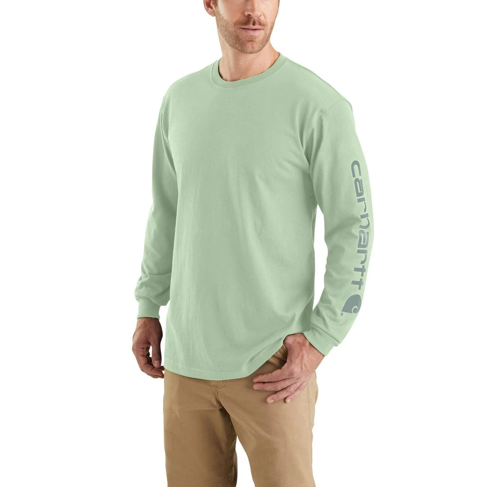 'Carhartt' Men's Heavyweight Sleeve Logo T-Shirt - Soft Green 3 'Carhartt' Men's Heavyweight Sleeve Logo T-Shirt - Soft Green