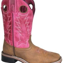 Smoky Mountain Boots 'Smoky Mountain' Children's Tracie Western Square Toe - Brown Distress / Pink Distress