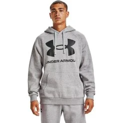 'Under Armour' Men's Rival Fleece Big Logo Hoodie - Mod Grey Light Heather / Onyx White