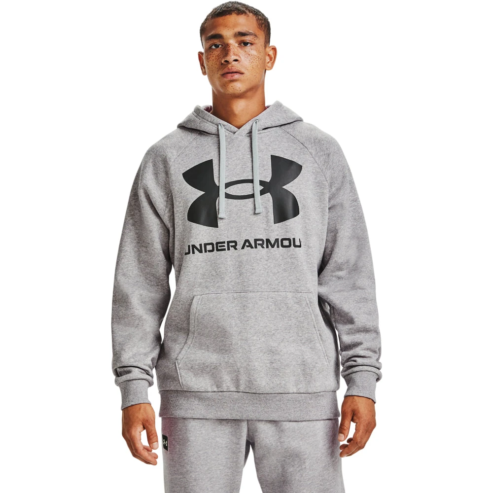 'Under Armour' Men's Rival Fleece Big Logo Hoodie - Mod Grey Light Heather / Onyx White 3 'Under Armour' Men's Rival Fleece Big Logo Hoodie - Mod Grey Light Heather / Onyx White