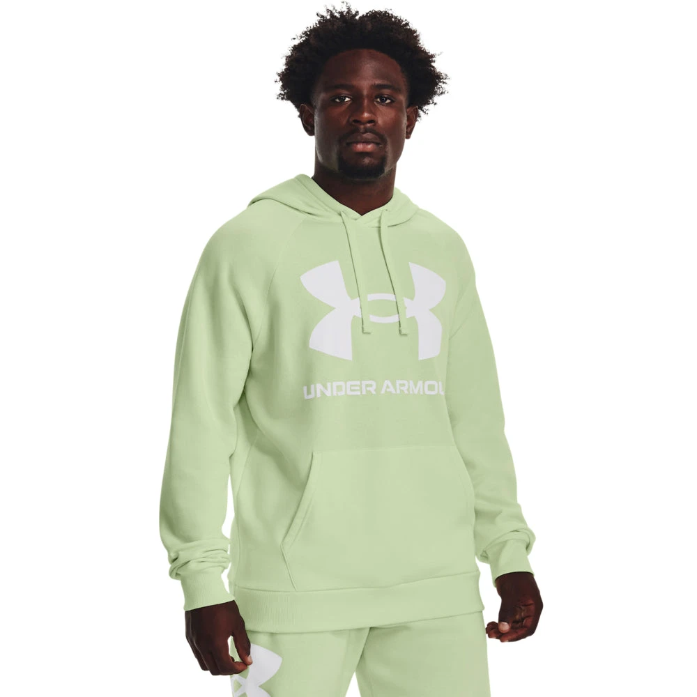 'Under Armour' Men's Rival Fleece Big Logo Hoodie - Phosphor Green / Onyx White 3 'Under Armour' Men's Rival Fleece Big Logo Hoodie - Phosphor Green / Onyx White